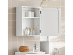 SoBuy Badezimmerschrank Hängeschrank Wandschrank Weiß BZR19-W
