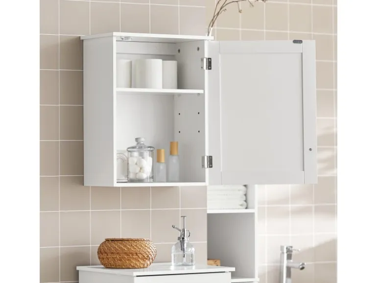 SoBuy Badezimmerschrank Hängeschrank Wandschrank Weiß BZR19-W