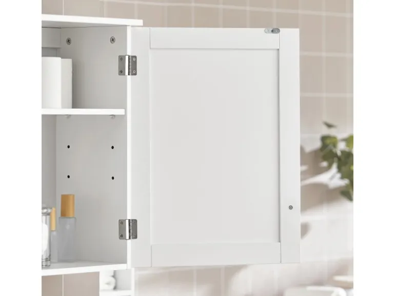SoBuy Badezimmerschrank Hängeschrank Wandschrank Weiß BZR19-W