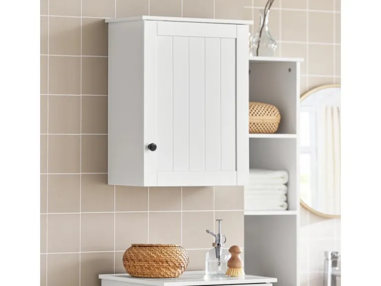 SoBuy Badezimmerschrank Hängeschrank Wandschrank Weiß BZR19-W