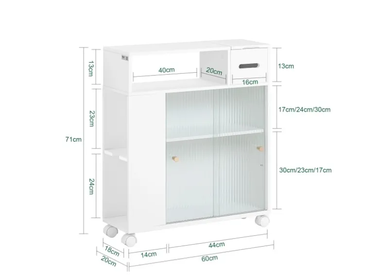 SoBuy Badezimmerschrank Nischenregal mit Rollen Küchenregal Weiß BZR117-W