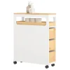 SoBuy Badezimmerschrank Rollwagen mit 3 Schubladen Nischenschrank 24x82x65cm Weiß-Natur BZR54-WN