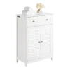 SoBuy Badezimmerschrank Sideboard mit Schublade und Lamellentüren 60x87x35cm Weiß FRG238-W