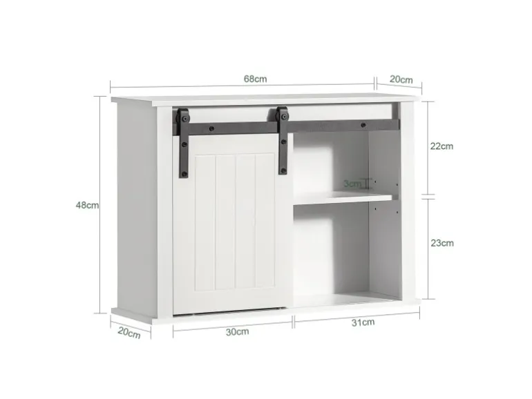 SoBuy Hängeschrank mit Schiebetür Wandschrank Badezimmerschrank BZR71-W