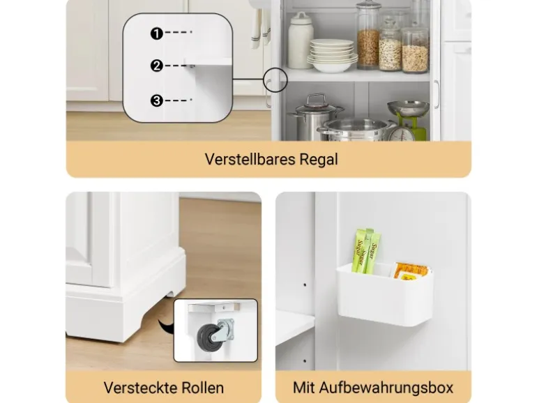 SoBuy Kücheninsel Küchenwagen mit Ausziehbarer Edelstahlarbeitsplatte 130x91x71cm Weiß FKW128-ST