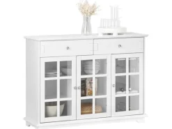 SoBuy Küchenschrank Kücheninsel Kommode Sideboard Buffet Weiß FSB77-W