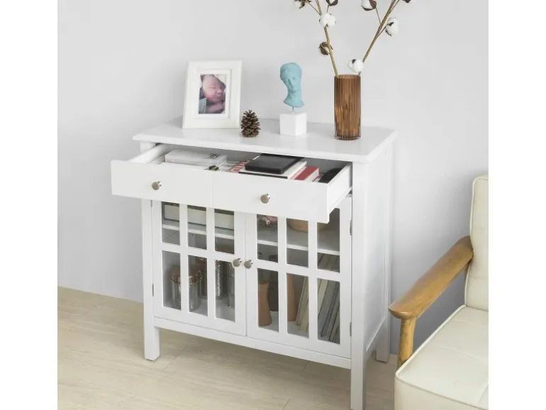 SoBuy Küchenschrank Kommode Sideboard Flurschrank Wohnzimmerschrank FSB23-W