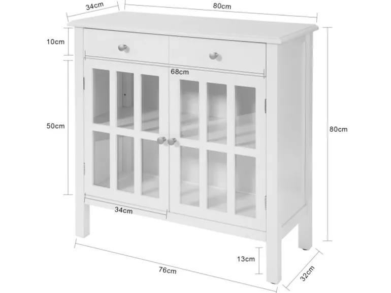 SoBuy Küchenschrank Kommode Sideboard Flurschrank Wohnzimmerschrank FSB23-W