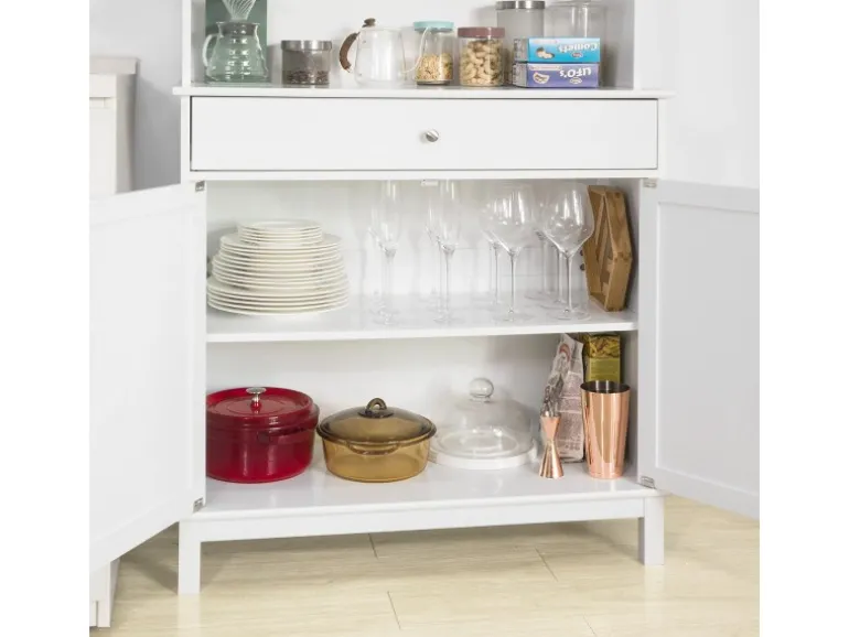 SoBuy Küchenschrank mit 2 Türen Sideboard Buffetschrank Kommode Weiß FSB26-W