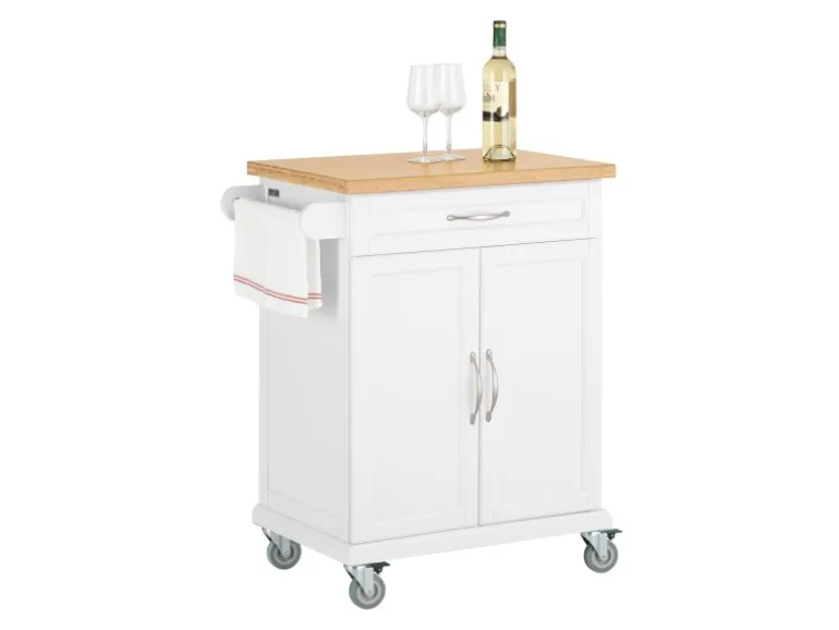 SoBuy Küchenwagen aus MDF mit Bambus Top Küchenschrank Servierwagen FKW13-WN