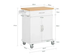 SoBuy Küchenwagen aus MDF mit Bambus Top Küchenschrank Servierwagen FKW13-WN