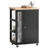 SoBuy Küchenwagen Servierwagen mit 3 Ablagefächern Küchenregal 60x90x40cm Schwarz FKW75-SCH