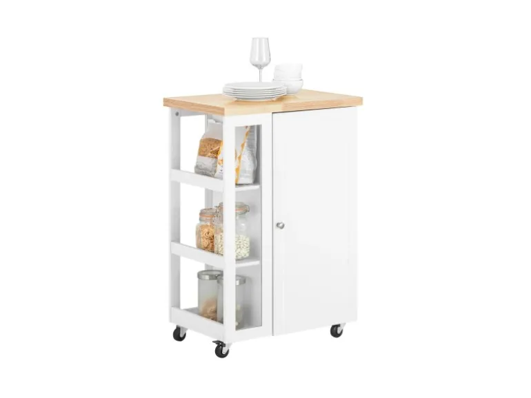 SoBuy Küchenwagen Servierwagen mit 3 Ablagefächern Küchenregal 60x90x40cm Weiß FKW75-WN