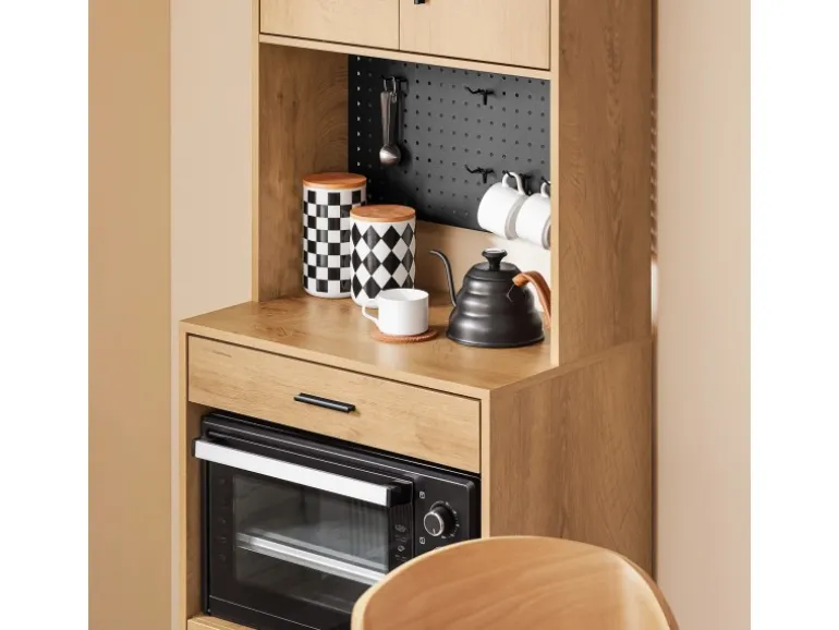 SoBuy Mikrowellenschrank mit Pegboard Hochschrank Sideboard 60x170x40cm FSB98-N