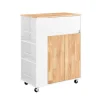 SoBuy Servierwagen Küchenwagen mit Schublade und Seitenregal Küchenschrank 70x90x40cm FKW132-WN