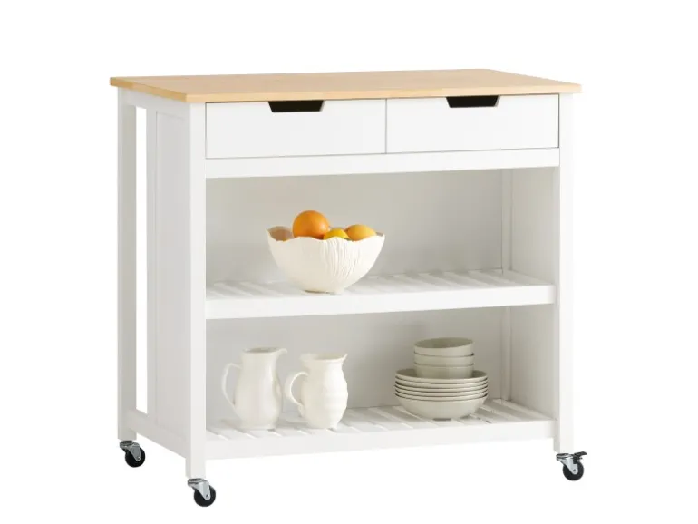 SoBuy Servierwagen mit 2 Ablagen Küchenwagen Küchenregal 98x94x58cm Weiß FKW74-WN