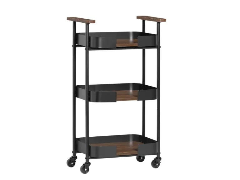 SoBuy Servierwagen mit 3 Etagen Teewagen Küchenwagen 50x86x32cm SVW23-SCH