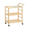 SoBuy Servierwagen mit Rollen Küchenwagen Küchenregal Natur 65x80x35cm SVW24-N