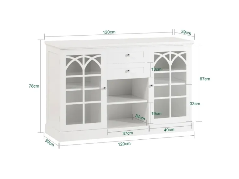SoBuy Sideboard Küchenschrank Kommode Flurschrank Buffet Weiß FSB79-W