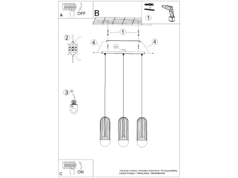 Sollux Lighting Pendelleuchte Brina 3L Weiß