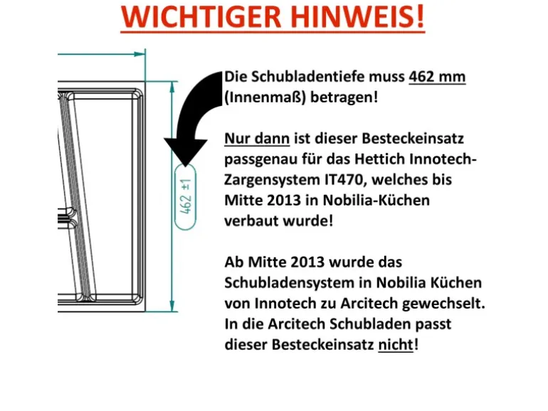 SOTECH Besteckeinsatz ORGA-BOX II MAXI 462 x 509 x 50 mm Silbergrau Für Nobilia 60er Schublade