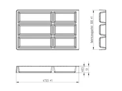 SOTECH Besteckeinsatz SEPARADO Individual Schiefergrau Genarbt 300 x 474 x 51 mm Schubladeneinsatz Ab 40cm Schrankbreite