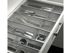 SOTECH Cuisio Besteckeinsatz 55mm Transluzent Graphitgrau mit Messerblock Für Blum Legrabox 473mm mit Korpusbreite 600mm