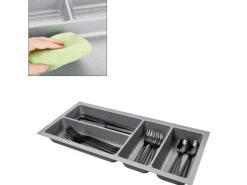 SOTECH ORGA-BOX-2 Besteckeinsatz Tiefe 462 mm Höhe 50,5 mm Für Nobilia Küchen Canvas Struktur Silbergrau Breite 209 mm