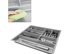 SOTECH ORGA-BOX-2 Besteckeinsatz Tiefe 462 mm Höhe 50,5 mm Für Nobilia Küchen Canvas Struktur Silbergrau Breite 409 mm