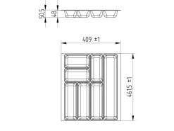 SOTECH ORGA-BOX-2 Besteckeinsatz Tiefe 462 mm Höhe 50,5 mm Für Nobilia Küchen Canvas Struktur Silbergrau Breite 409 mm