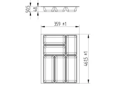 SOTECH ORGA-BOX-2 Besteckeinsatz Tiefe 462 mm Höhe 50,5 mm Für Nobilia Küchen Canvas Struktur Silbergrau Breite 359 mm