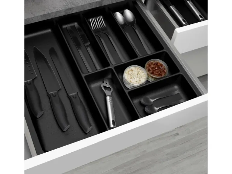 SOTECH ORGA-BOX-3 Besteckeinsätze Tiefe 473 mm Höhe 50,5 mm Anthrazit Schubladeneinsätze Breite 491 mm