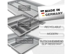 SOTECH ORGA-BOX-2 Besteckeinsatz Tiefe 462 mm Höhe 50,5 mm Für Nobilia Küchen Canvas Struktur Silbergrau Breite 509 mm