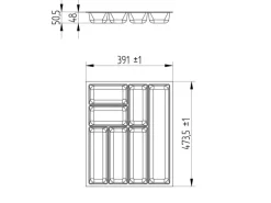 SOTECH ORGA-BOX-3 Besteckeinsätze Tiefe 473 mm Höhe 50,5 mm Anthrazit Schubladeneinsätze Breite 391 mm