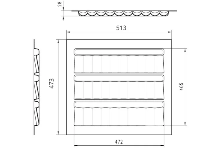 SOTECH ORGA-BOX Gewürzgläsereinsatz Gewürzdoseneinsatz 513 x 28 x 473 mm Lavagrau Für Blum 60er Korpusbreite