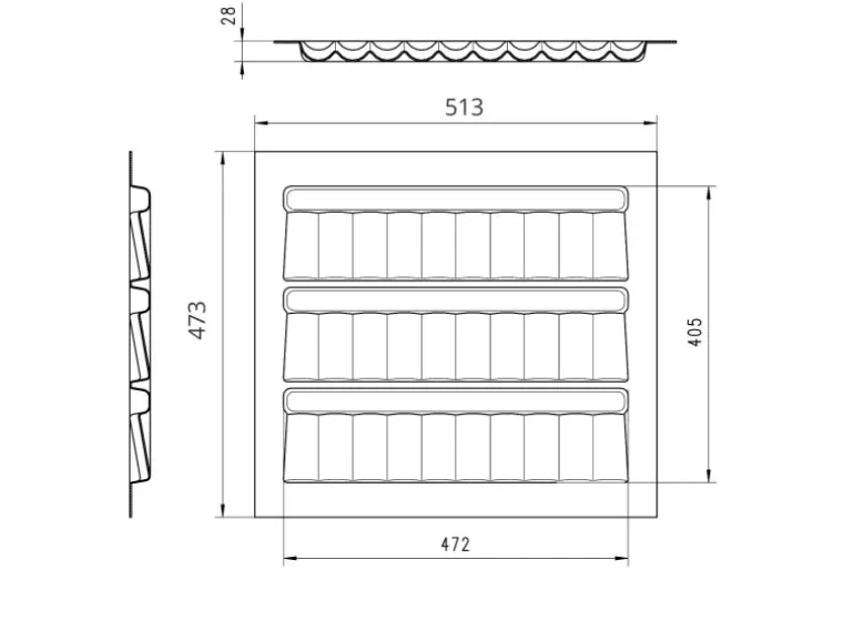SOTECH ORGA-BOX Gewürzgläsereinsatz Gewürzdoseneinsatz 513 x 28 x 473 mm Oriongrau Für Blum 60er Korpusbreite