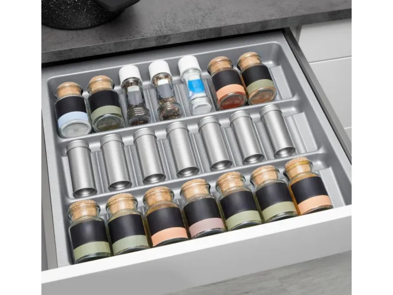 SOTECH ORGA-BOX-3 Gewürzgläsereinsatz Tiefe 473 mm Höhe 50,5 mm Silbergrau Schubladeneinsätze Breite 491 mm