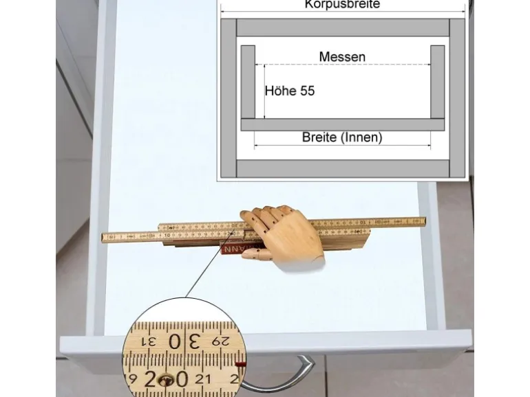 SOTECH Orga-Box I Besteckeinsatz Höhe 55 mm Lavagrau 1200 mm Für Blum Tandembox und ModernBox