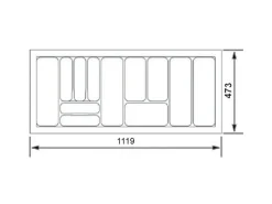 SOTECH Orga-Box I Besteckeinsatz Höhe 55 mm Lavagrau 1200 mm Für Blum Tandembox und ModernBox