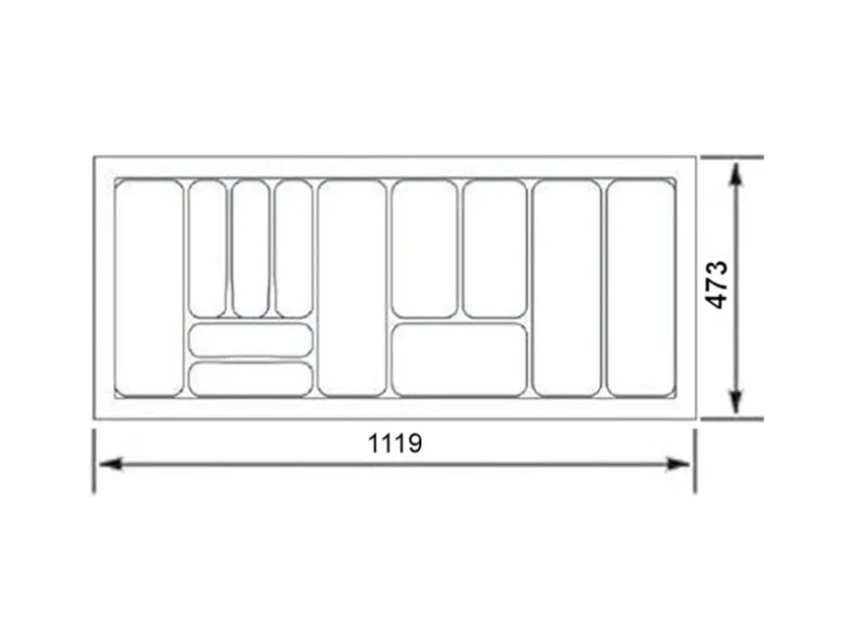 SOTECH Orga-Box I Besteckeinsatz Höhe 55 mm Lavagrau 1200 mm Für Blum Tandembox und ModernBox