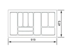 SOTECH Orga-Box I Besteckeinsatz Silbergrau 1000 mm Höhe 55 mm Für Blum Tandembox und ModernBox