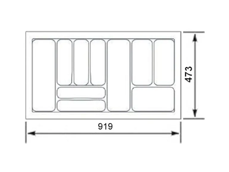 SOTECH Orga-Box I Besteckeinsatz Silbergrau 1000 mm Höhe 55 mm Für Blum Tandembox und ModernBox