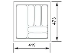 SOTECH Orga-Box I Besteckeinsatz Oriongrau 500 mm Höhe 55 mm Antirutschbeschichtung Für Blum Tandembox und ModernBox
