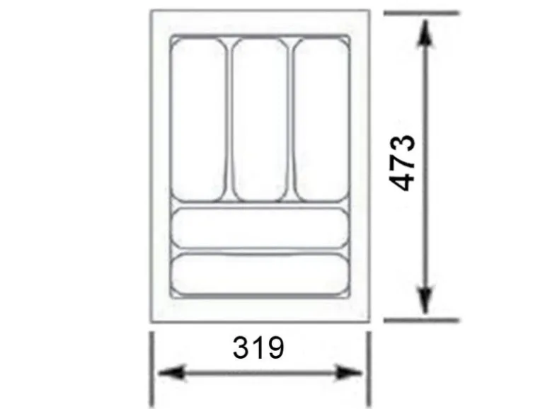 SOTECH Orga-Box I Besteckeinsatz Silbergrau 400 mm Höhe 55 mm Für Blum Tandembox und ModernBox