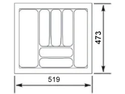 SOTECH Orga-Box I Besteckeinsatz Lavagrau 600 mm Höhe 55 mm Für Blum Tandembox und ModernBox