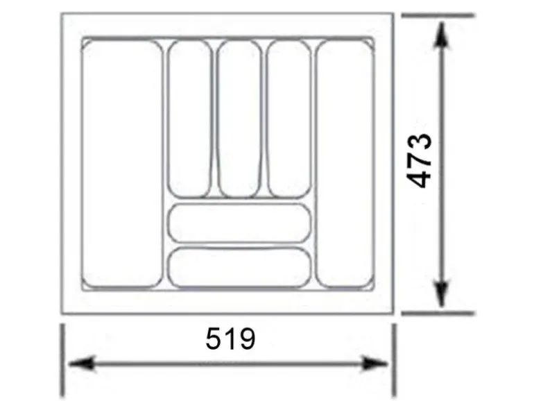 SOTECH Orga-Box I Besteckeinsatz Silbergrau 600 mm Höhe 55 mm Für Blum Tandembox und ModernBox