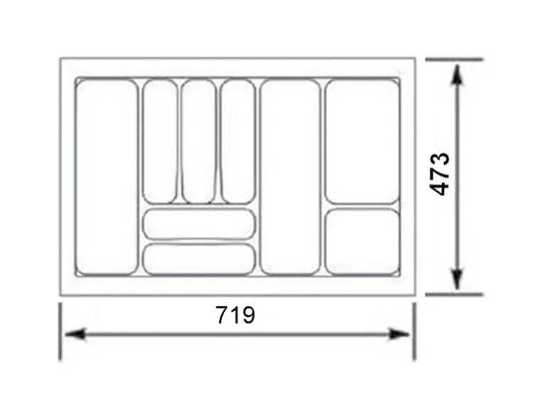 SOTECH Orga-Box I Besteckeinsatz Silbergrau 800 mm Höhe 55 mm Für Blum Tandembox und ModernBox