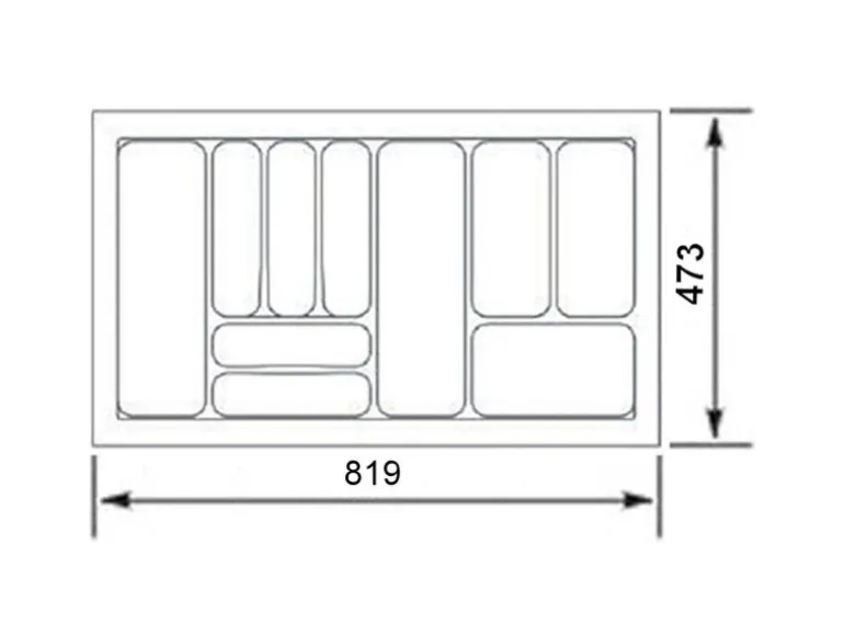 SOTECH Orga-Box I Besteckeinsatz Silbergrau 900 mm Höhe 55 mm Für Blum Tandembox und ModernBox