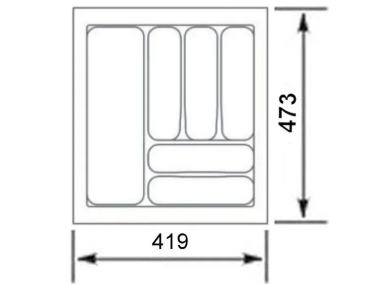 SOTECH Orga-Box I Besteckeinsatz Silbergrau 500 mm Höhe 55 mm Für Blum Tandembox und ModernBox