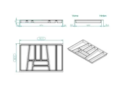 SOTECH ORGA-BOX II Besteckeinsatz 800 mm Höhe 45 mm Silbergrau Für Nobilia Schubladen